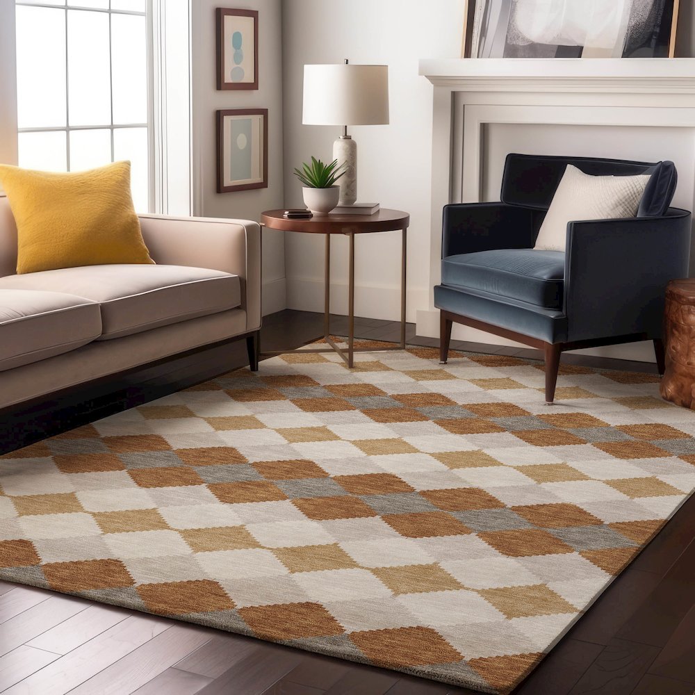 Premium Machine Washable Mayfield AMF1007 Copper 2'6" x 3'10" Rug. Picture 5