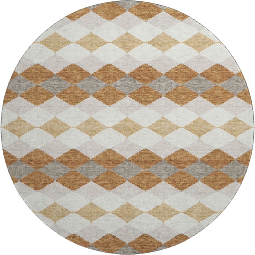 Premium Machine Washable Mayfield AMF1007 Copper 8' x 8' Round Rug. Picture 1