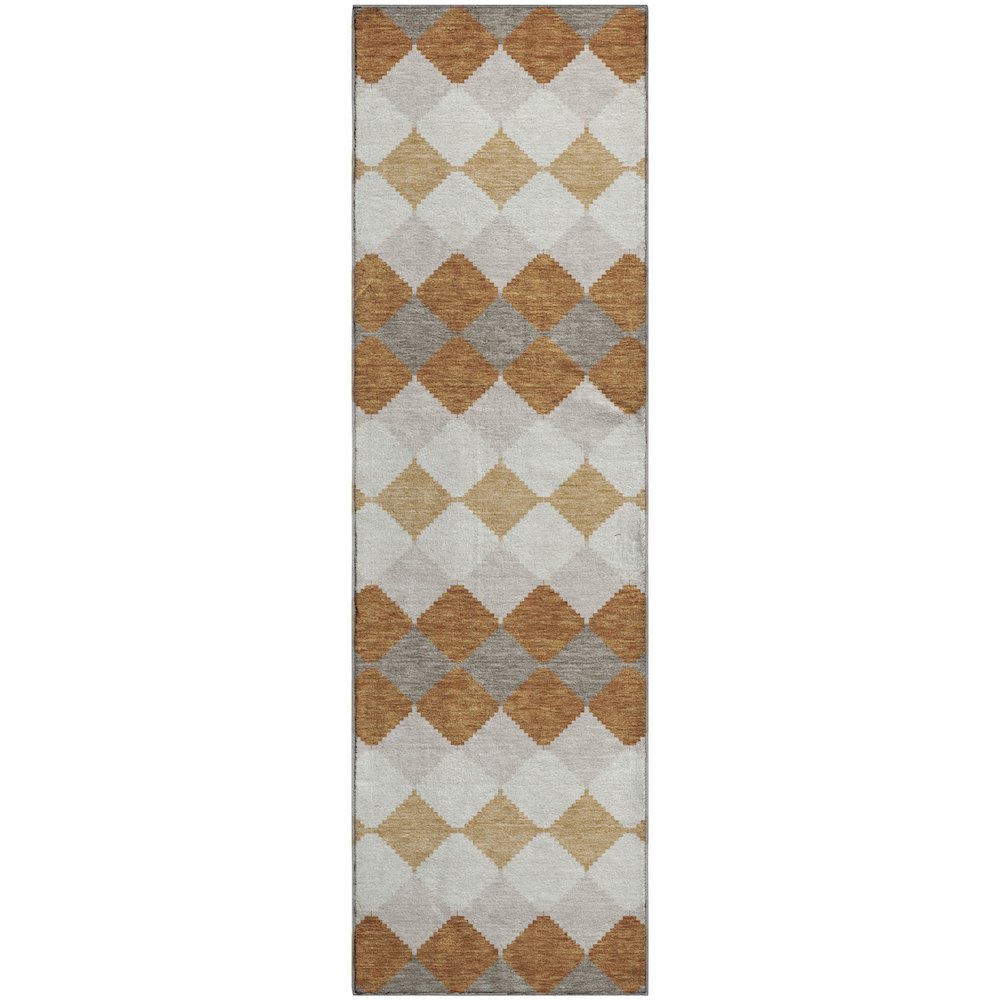 Premium Machine Washable Mayfield AMF1007 Copper 2'3" x 7'6" Runner Rug. Picture 1