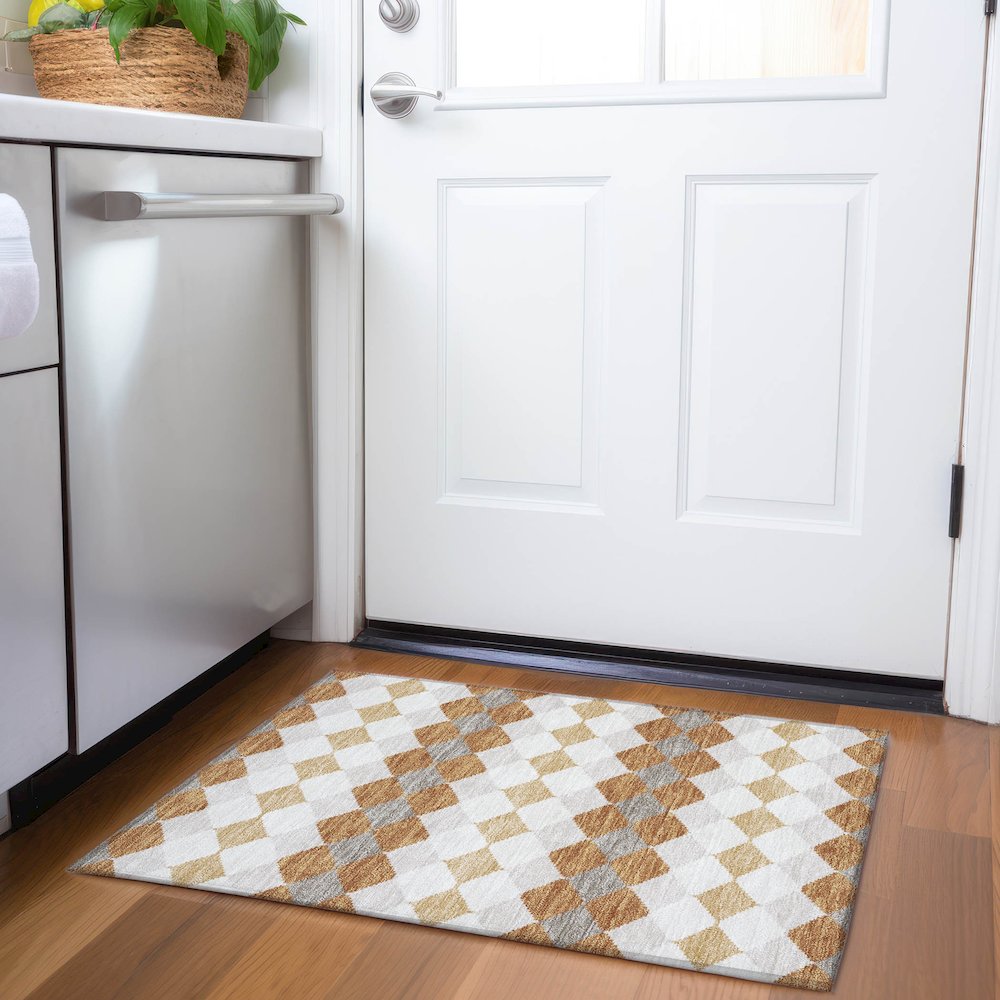 Premium Machine Washable Mayfield AMF1007 Copper 1'8" x 2'6" Rug. Picture 5