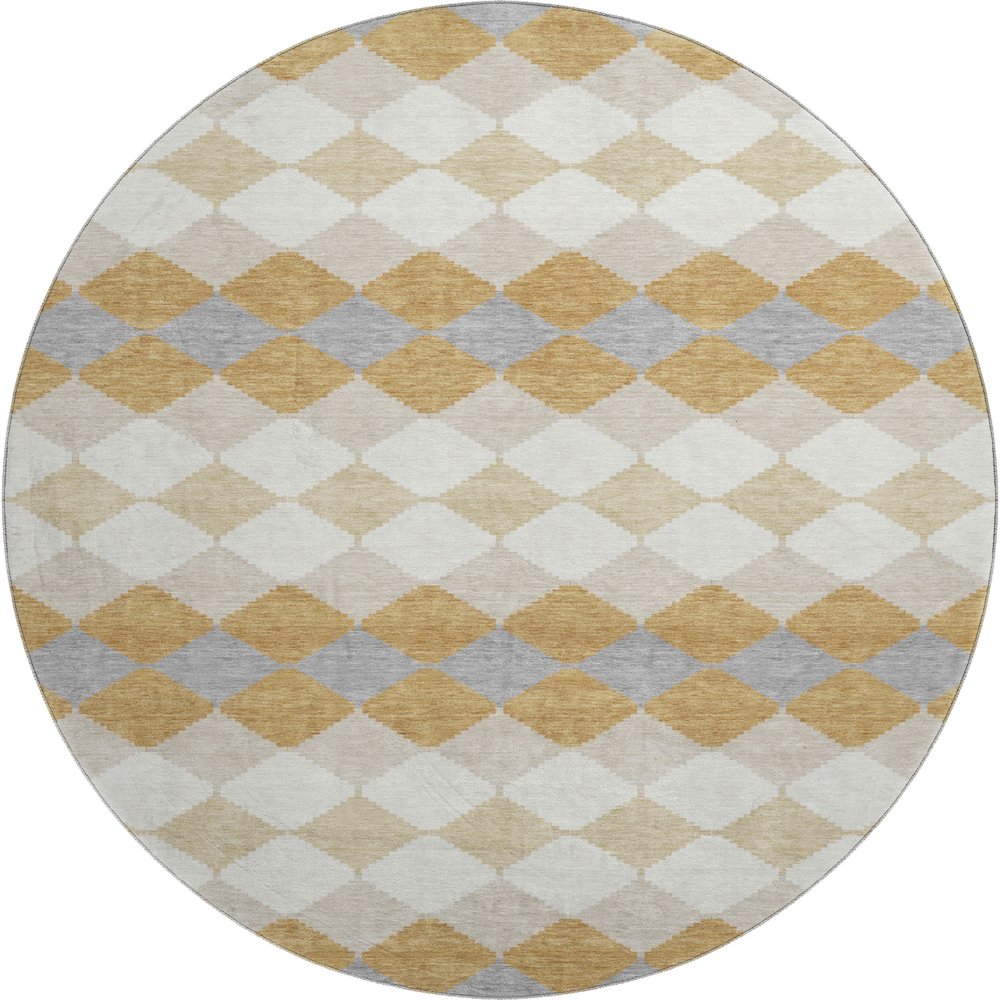 Premium Machine Washable Mayfield AMF1007 Gold 8' x 8' Round Rug. Picture 1