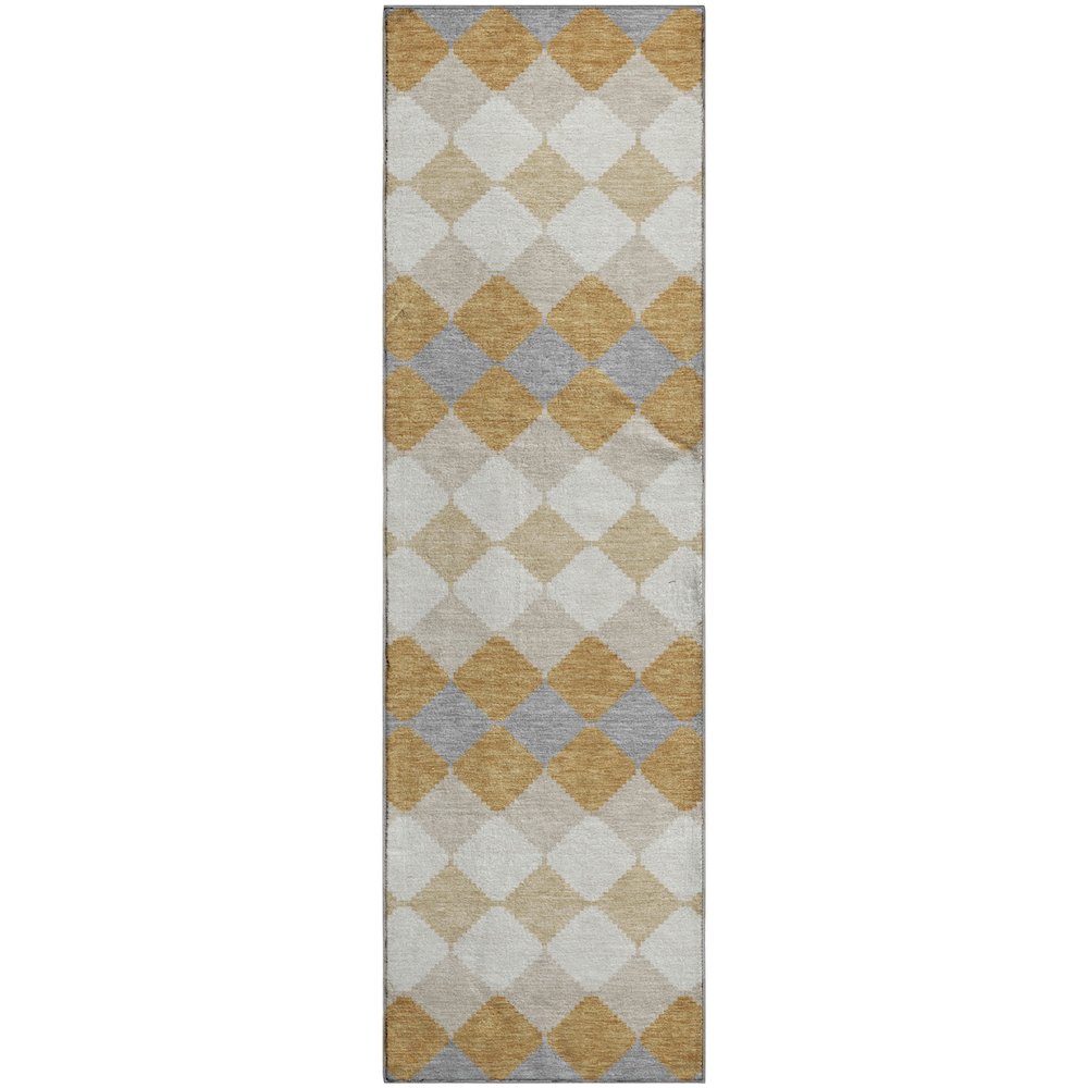 Premium Machine Washable Mayfield AMF1007 Gold 2'3" x 7'6" Runner Rug. Picture 1