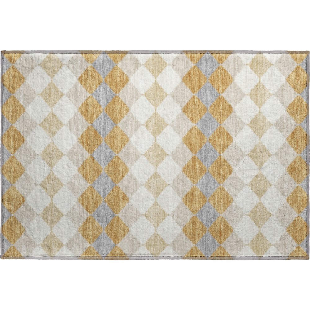Premium Machine Washable Mayfield AMF1007 Gold 1'8" x 2'6" Rug. Picture 1