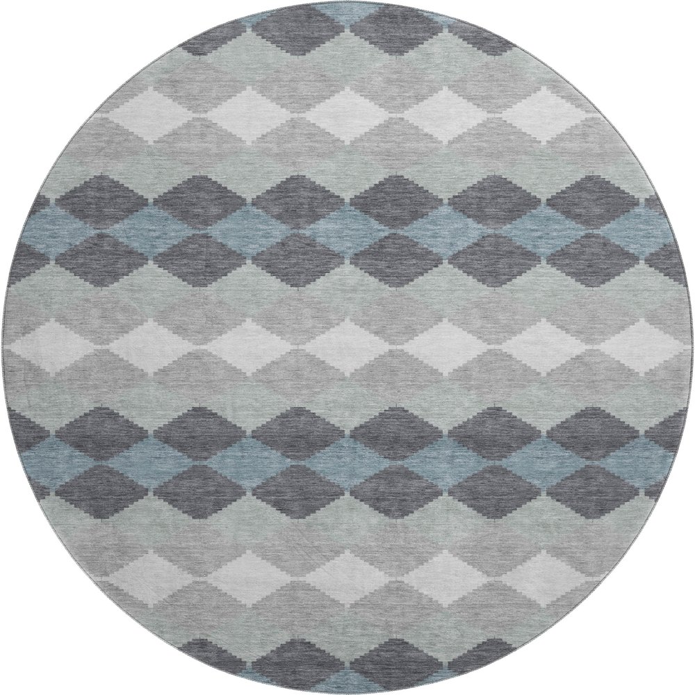 Premium Machine Washable Mayfield AMF1007 Gray 8' x 8' Round Rug. Picture 1