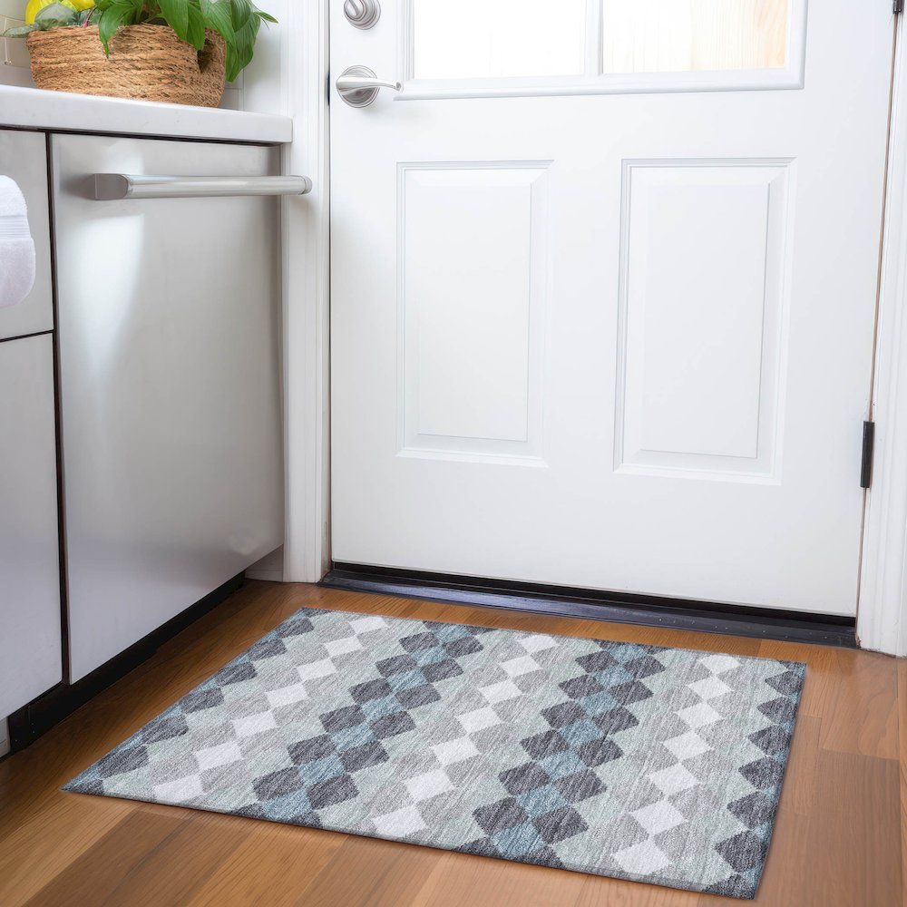 Premium Machine Washable Mayfield AMF1007 Gray 1'8" x 2'6" Rug. Picture 5