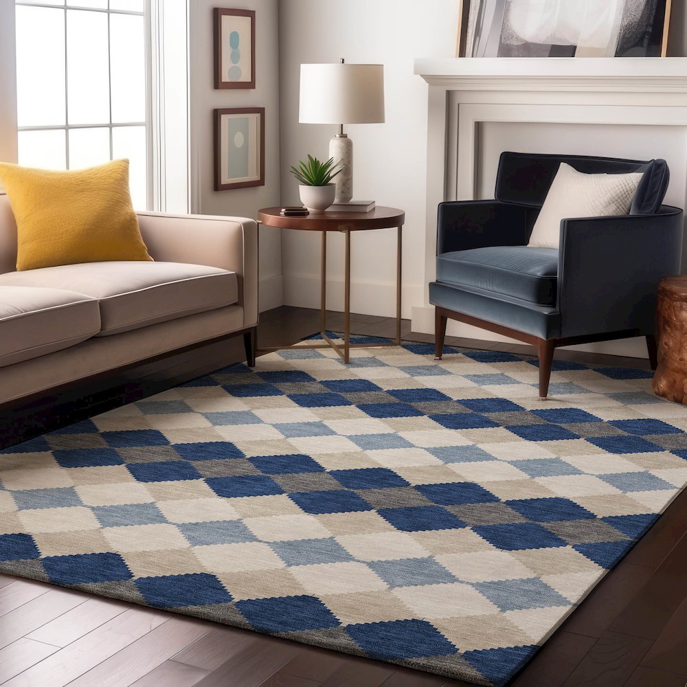Premium Machine Washable Mayfield AMF1007 Navy 2'6" x 3'10" Rug. Picture 5