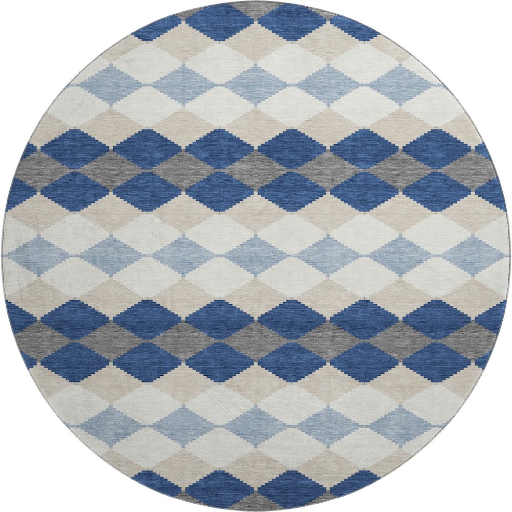 Premium Machine Washable Mayfield AMF1007 Navy 8' x 8' Round Rug. Picture 1