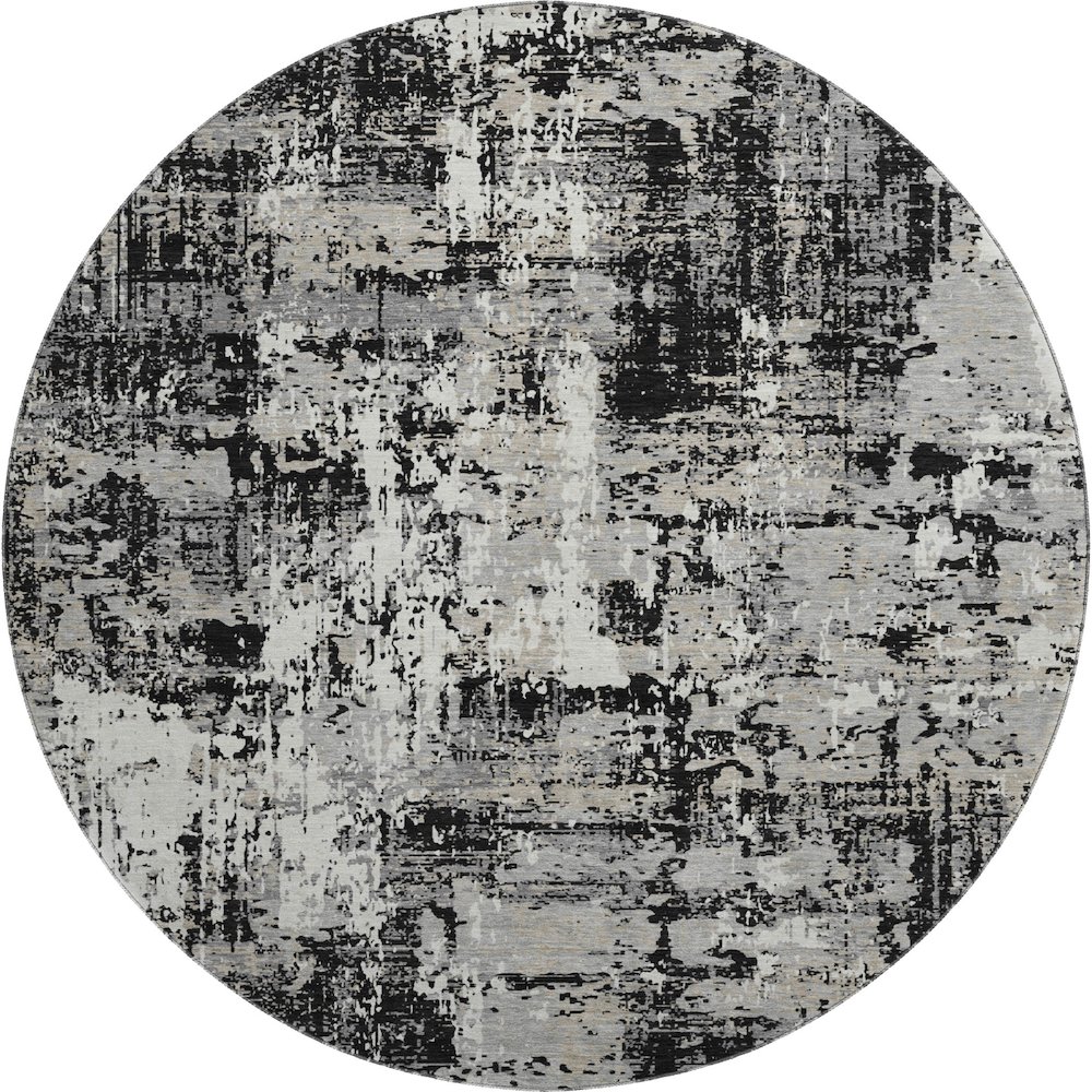 Premium Machine Washable Mayfield AMF1008 Black 8' x 8' Round Rug. Picture 1