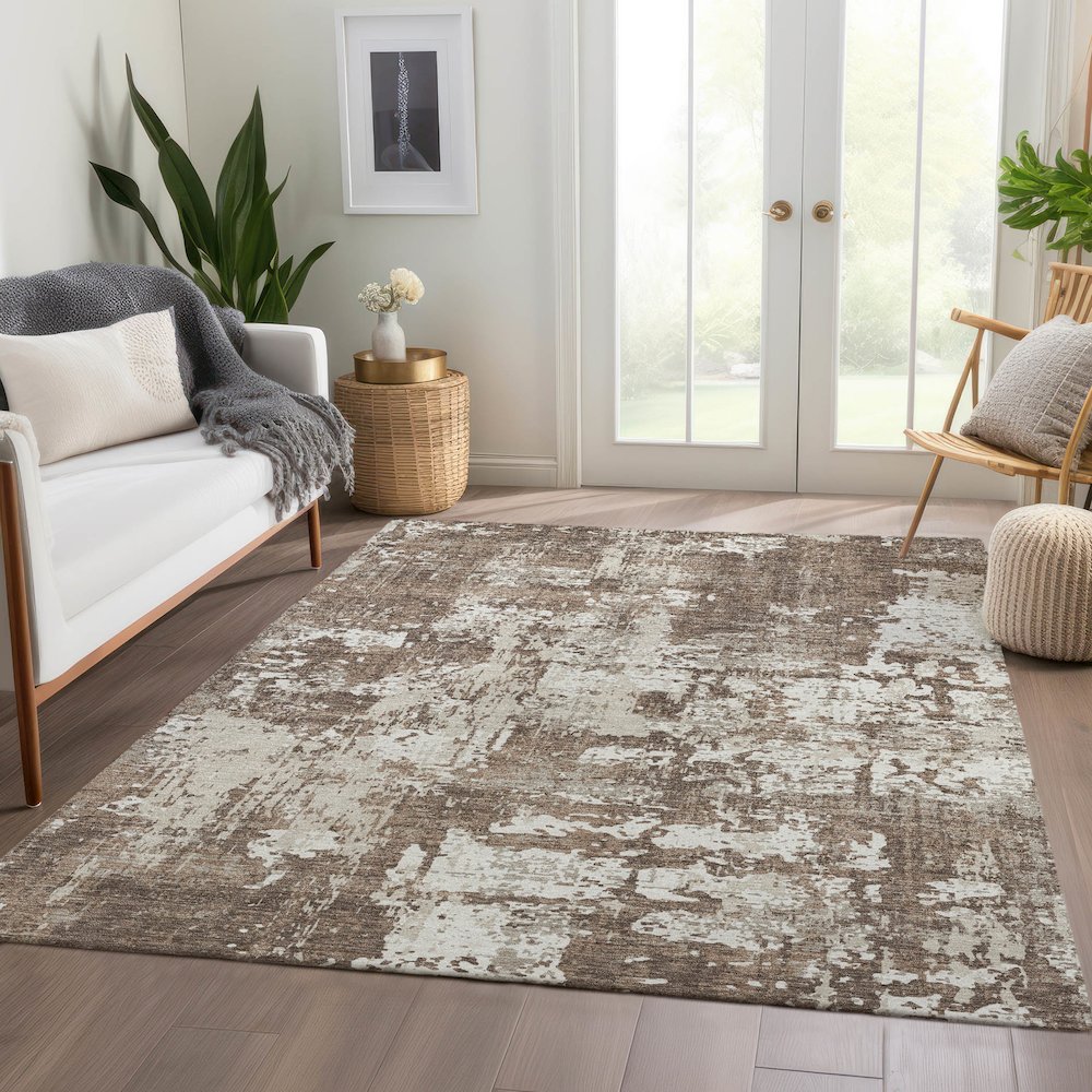 Premium Machine Washable Mayfield AMF1008 Brown 2'6" x 3'10" Rug. Picture 6