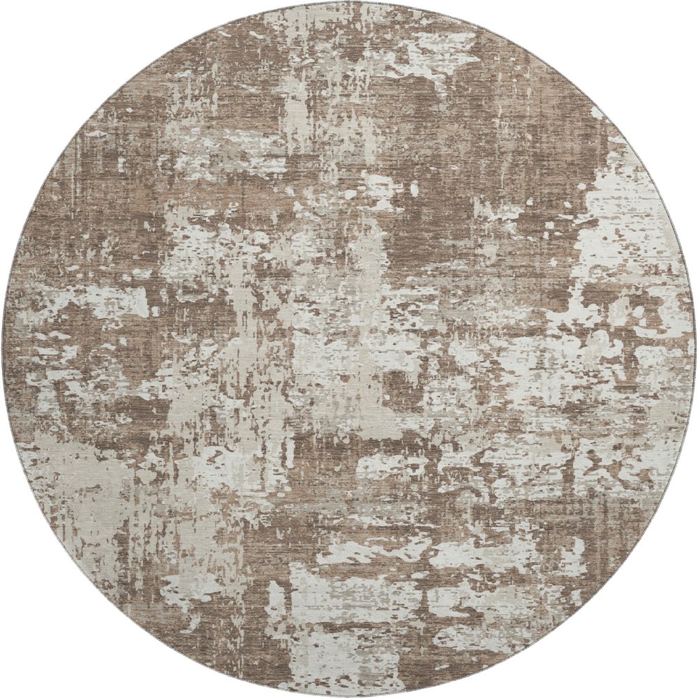 Premium Machine Washable Mayfield AMF1008 Brown 8' x 8' Round Rug. Picture 1