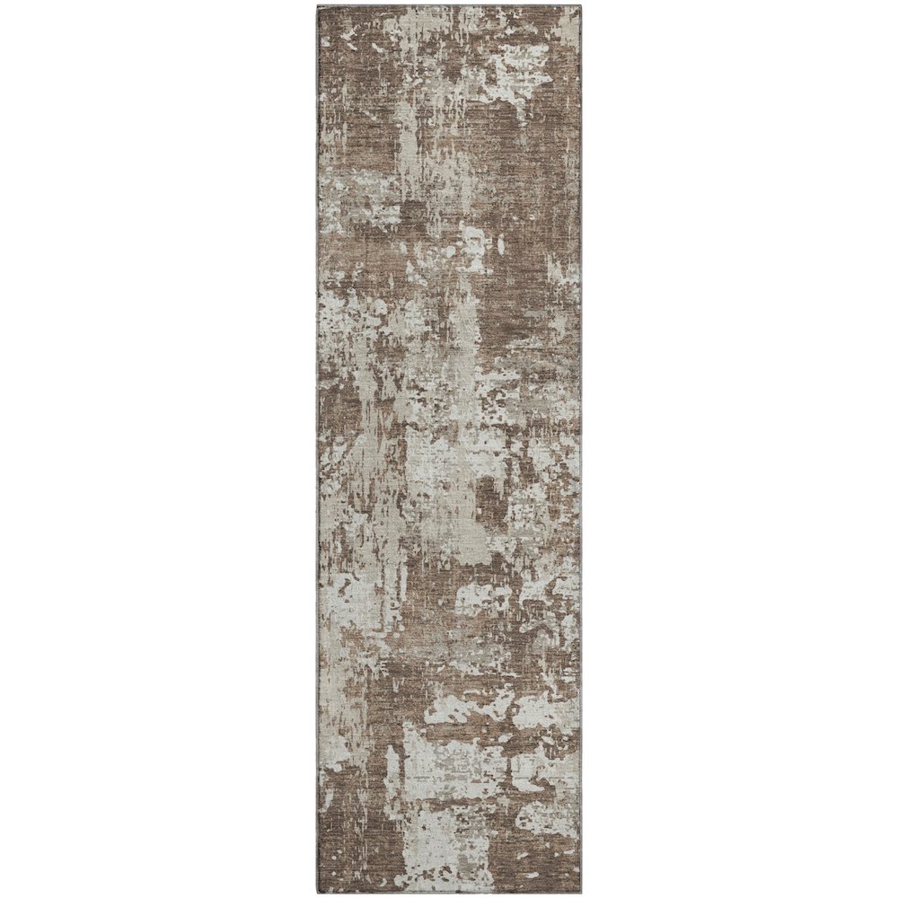 Premium Machine Washable Mayfield AMF1008 Brown 2'3" x 7'6" Runner Rug. Picture 1