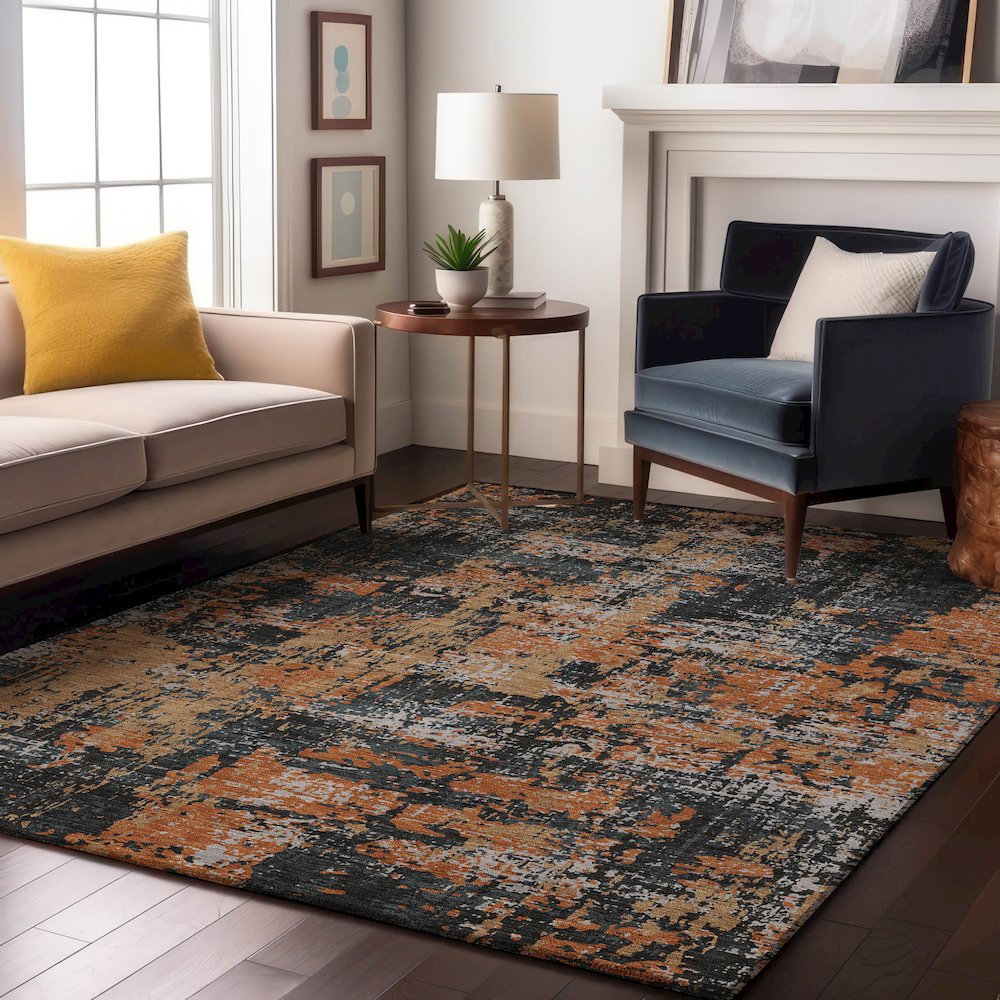 Premium Machine Washable Mayfield AMF1008 Charcoal 2'6" x 3'10" Rug. Picture 5