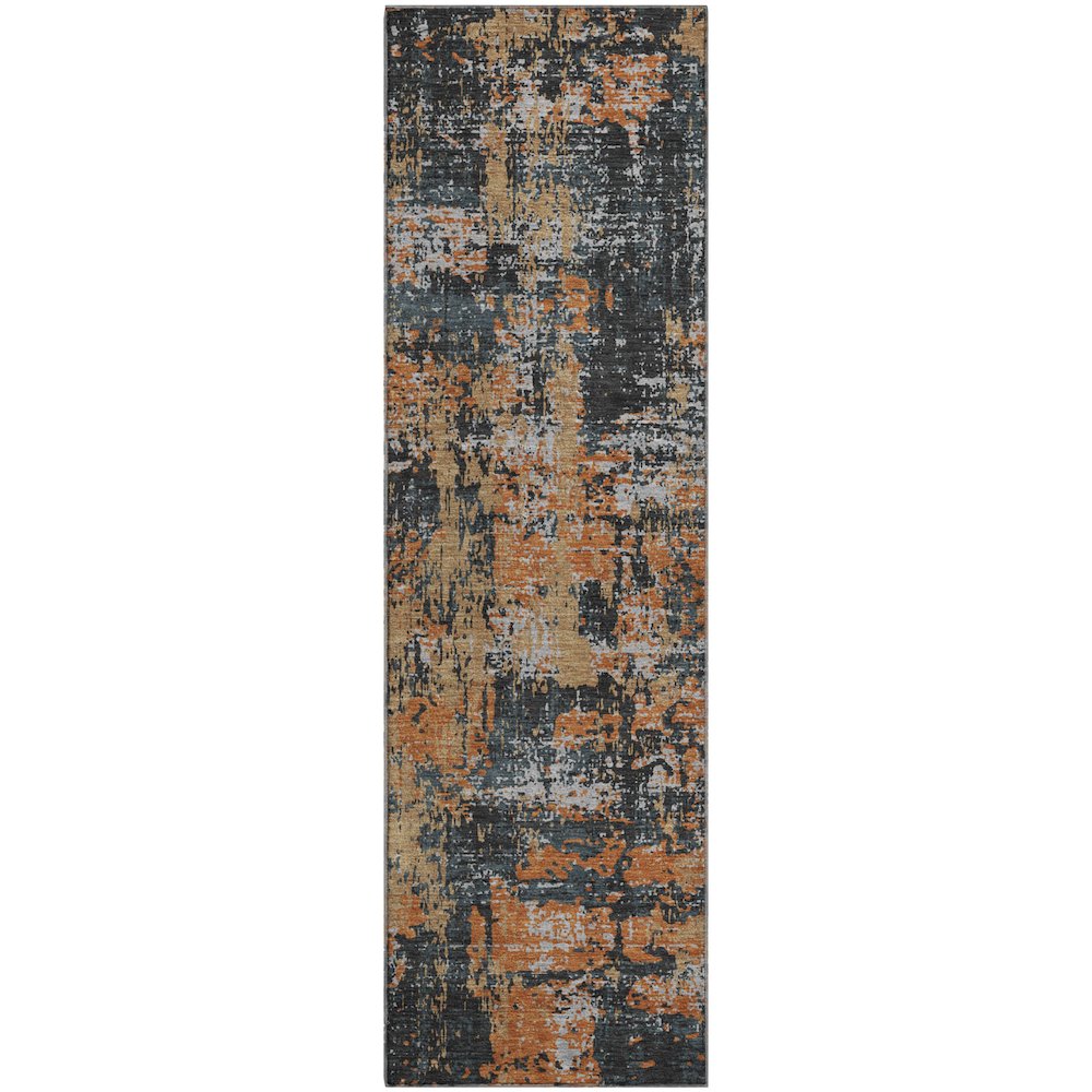 Premium Machine Washable Mayfield AMF1008 Charcoal 2'3" x 7'6" Runner Rug. Picture 1
