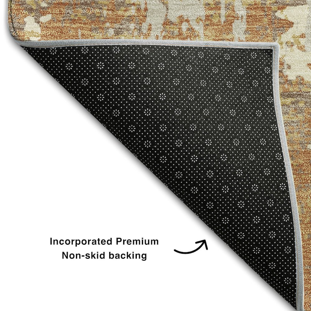 Premium Machine Washable Mayfield AMF1008 Copper 1'8" x 2'6" Rug. Picture 2