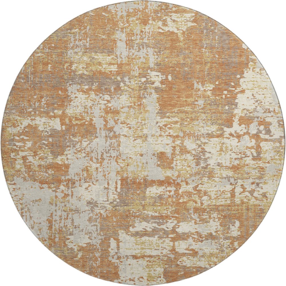 Premium Machine Washable Mayfield AMF1008 Copper 8' x 8' Round Rug. Picture 1