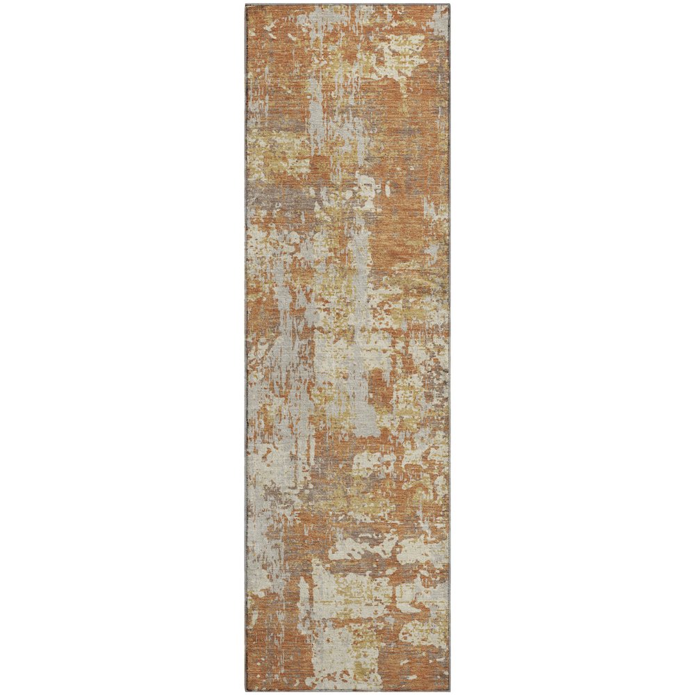 Premium Machine Washable Mayfield AMF1008 Copper 2'3" x 7'6" Runner Rug. Picture 1