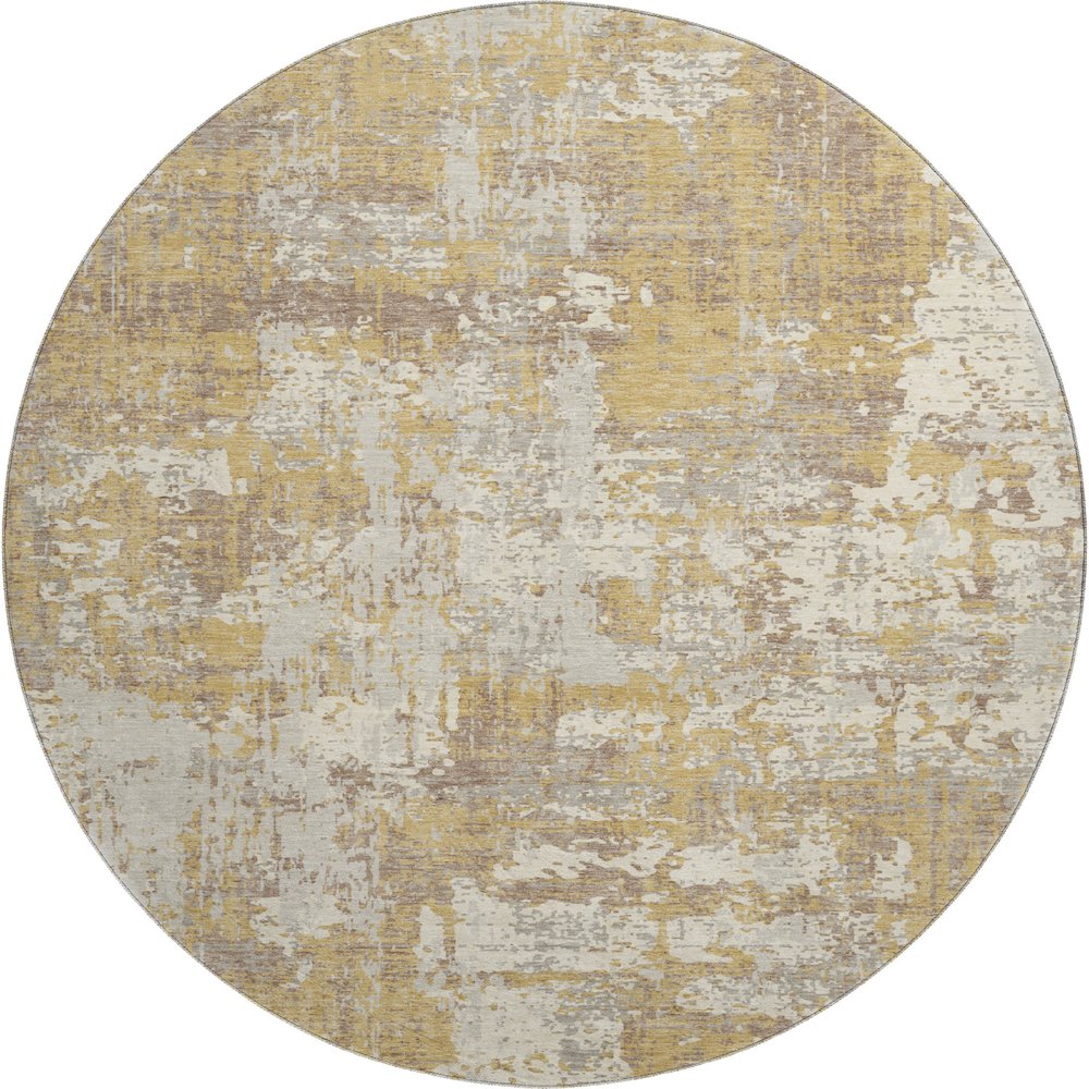 Premium Machine Washable Mayfield AMF1008 Gold 8' x 8' Round Rug. Picture 1