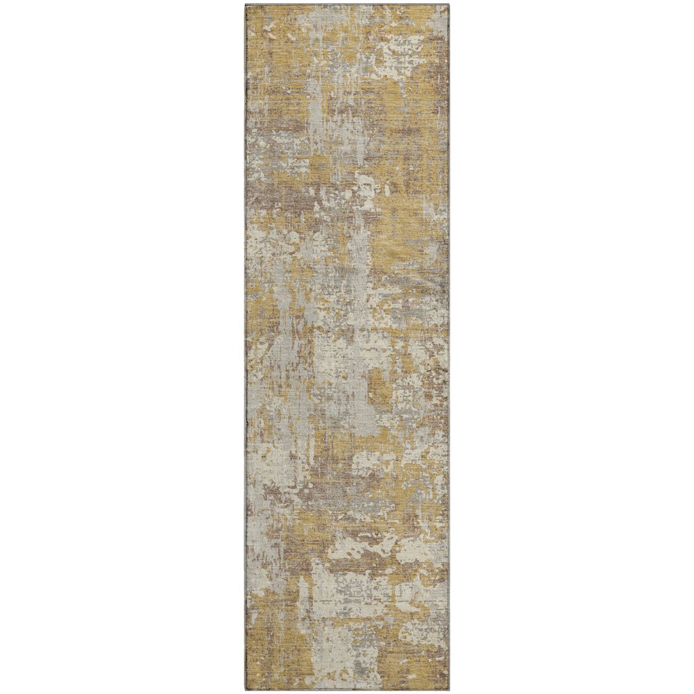 Premium Machine Washable Mayfield AMF1008 Gold 2'3" x 7'6" Runner Rug. Picture 1