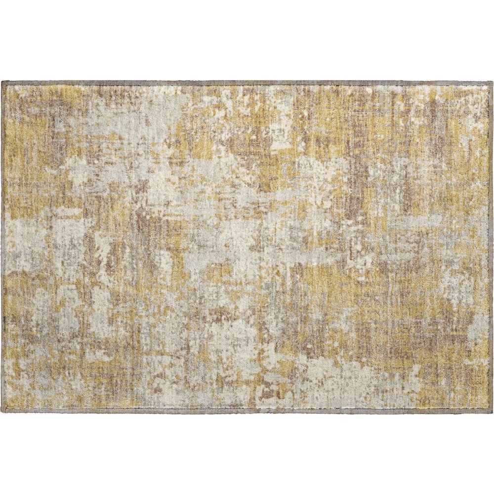 Premium Machine Washable Mayfield AMF1008 Gold 1'8" x 2'6" Rug. Picture 1