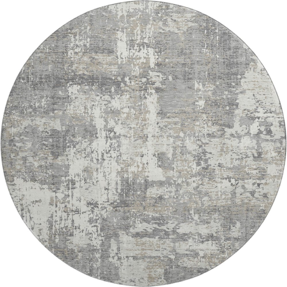 Premium Machine Washable Mayfield AMF1008 Gray 8' x 8' Round Rug. Picture 1