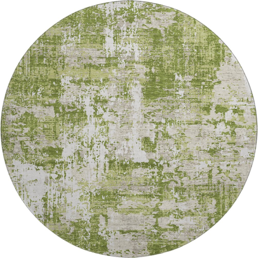 Premium Machine Washable Mayfield AMF1008 Green 8' x 8' Round Rug. Picture 1