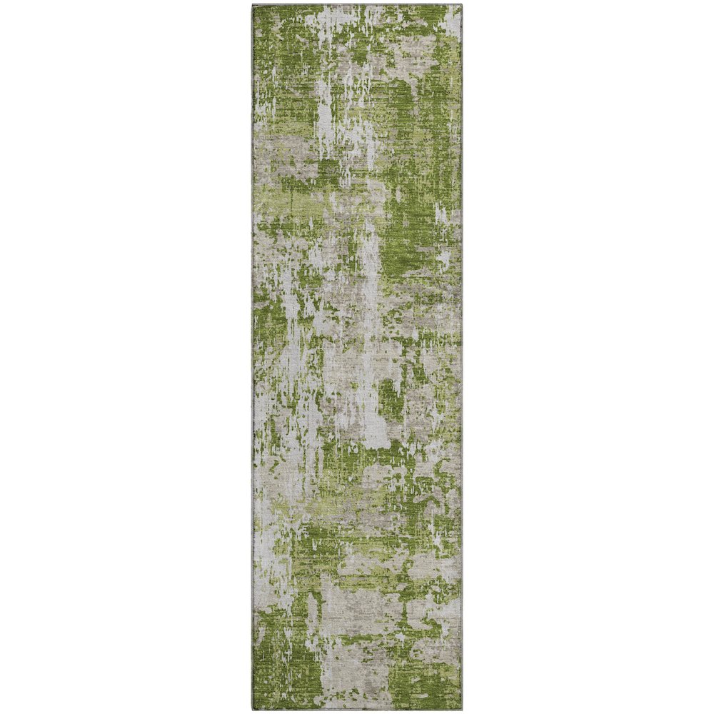 Premium Machine Washable Mayfield AMF1008 Green 2'3" x 7'6" Runner Rug. Picture 1