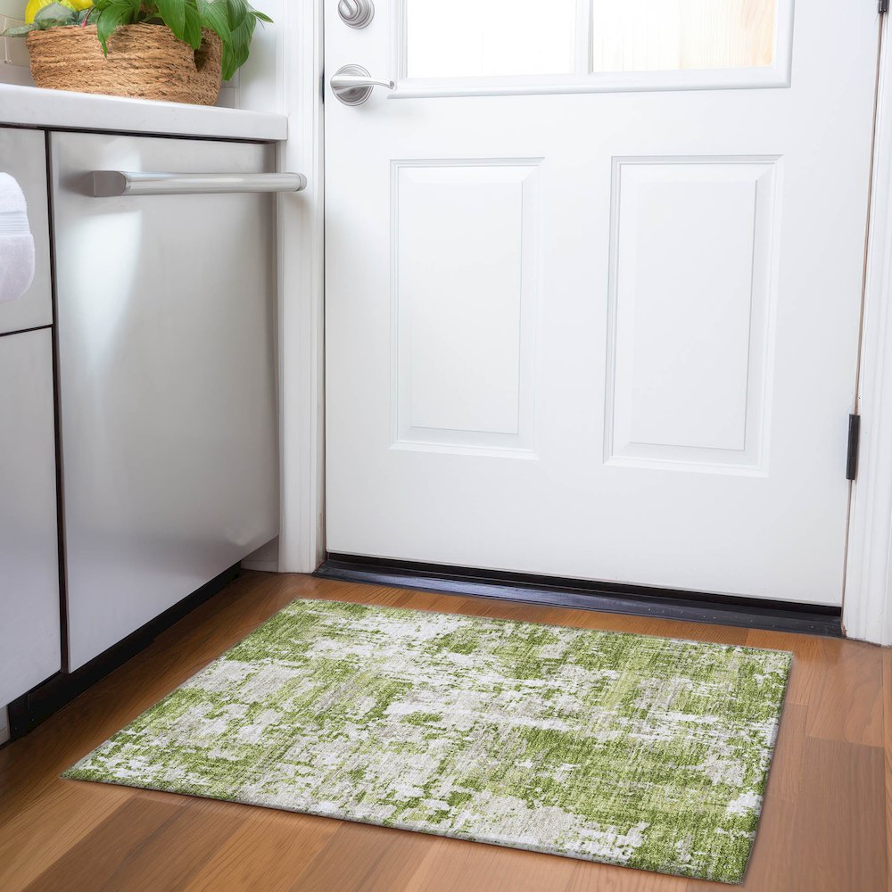 Premium Machine Washable Mayfield AMF1008 Green 1'8" x 2'6" Rug. Picture 5