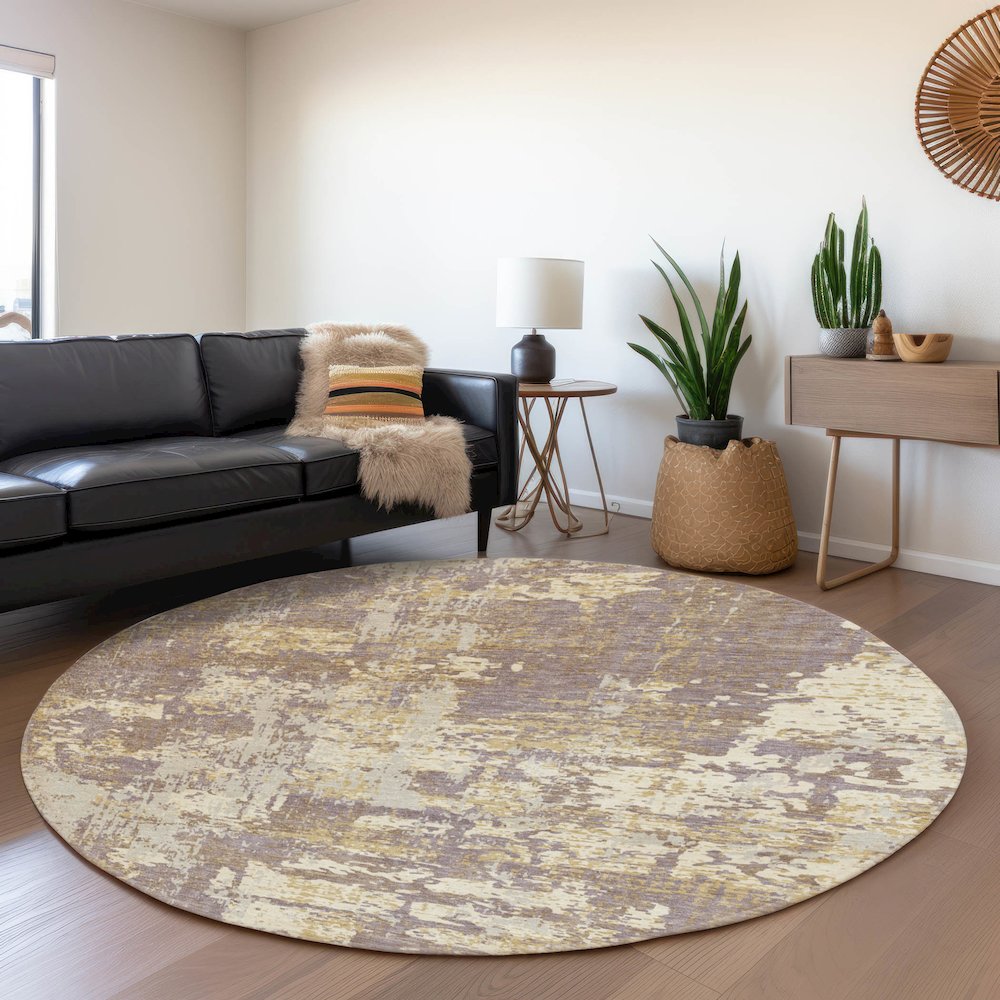 Premium Machine Washable Mayfield AMF1008 Lavender 8' x 8' Round Rug. Picture 5