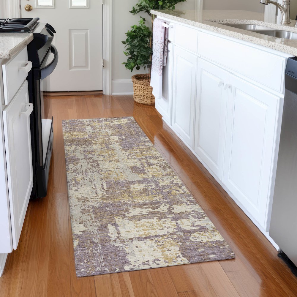Premium Machine Washable Mayfield AMF1008 Lavender 2'3" x 7'6" Runner Rug. Picture 5