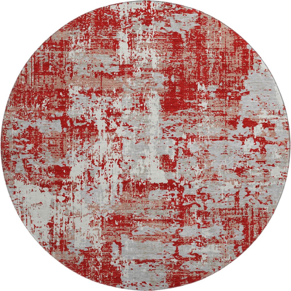 Premium Machine Washable Mayfield AMF1008 Red 8' x 8' Round Rug. Picture 1