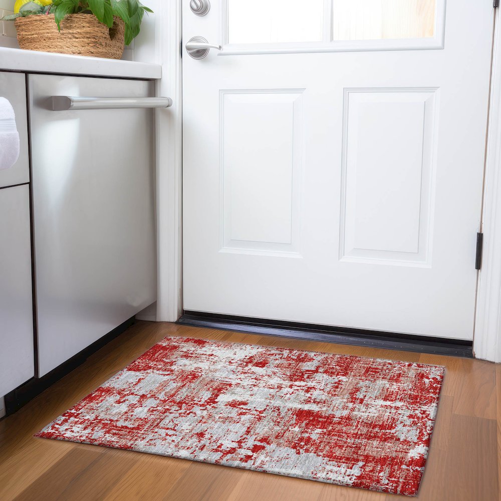Premium Machine Washable Mayfield AMF1008 Red 1'8" x 2'6" Rug. Picture 5