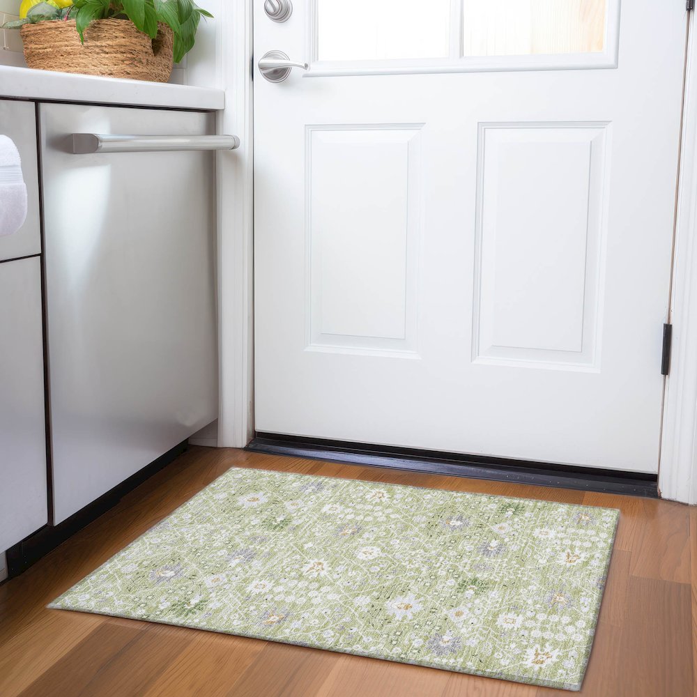 Premium Machine Washable Mayfield AMF1009 Aloe 1'8" x 2'6" Rug. Picture 5