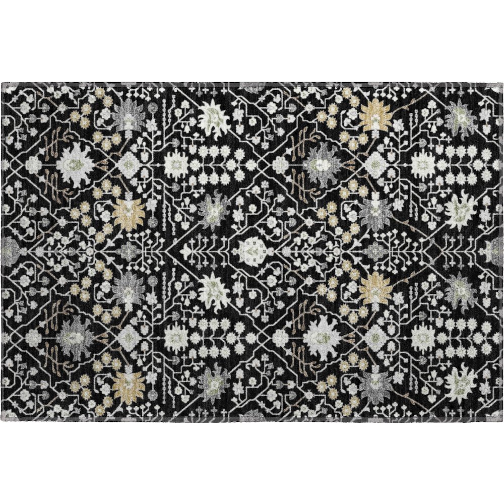 Premium Machine Washable Mayfield AMF1009 Black 1'8" x 2'6" Rug. Picture 1