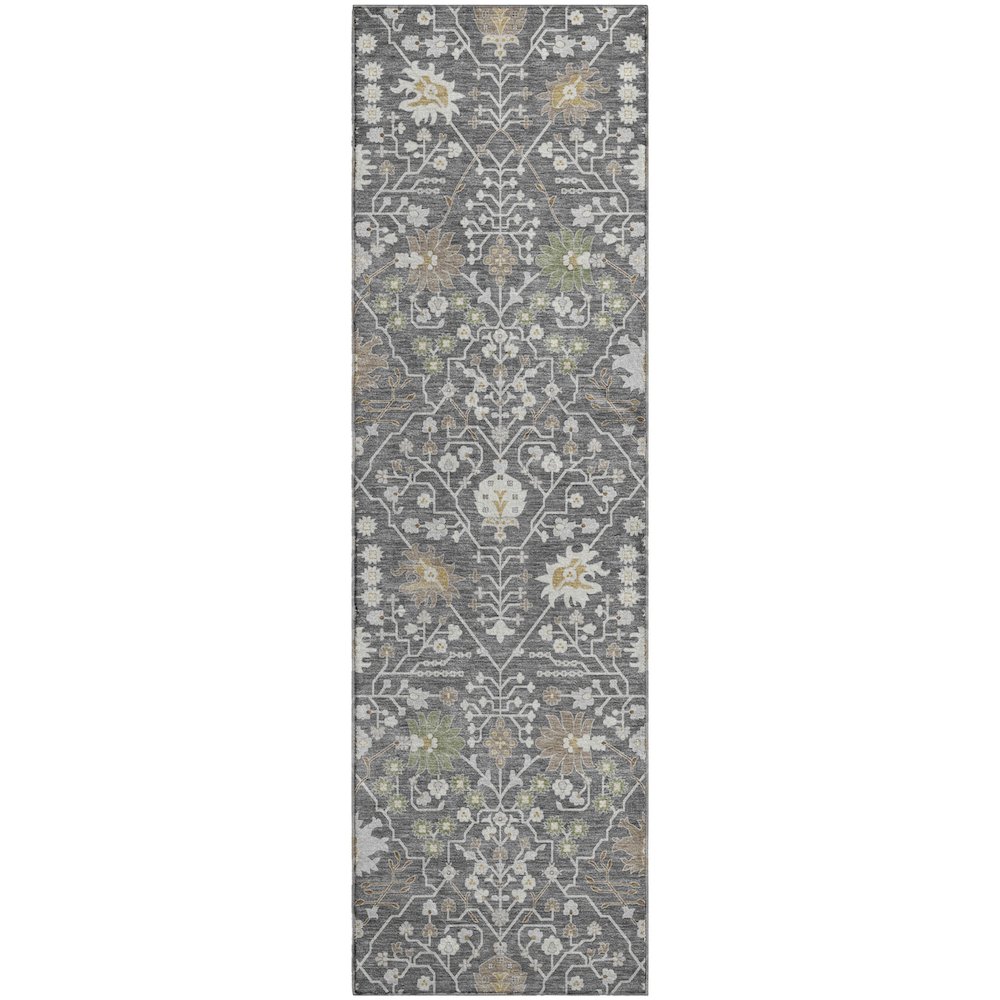 Premium Machine Washable Mayfield AMF1009 Charcoal 2'3" x 7'6" Runner Rug. Picture 1