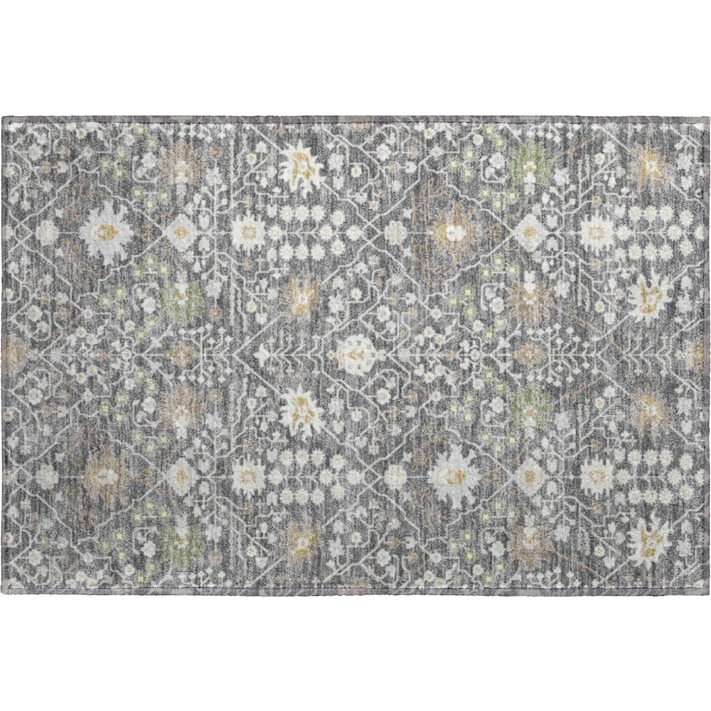Premium Machine Washable Mayfield AMF1009 Charcoal 1'8" x 2'6" Rug. Picture 1