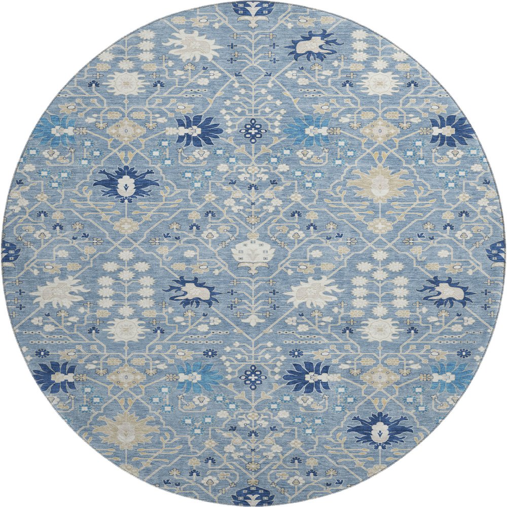 Premium Machine Washable Mayfield AMF1009 Denim 8' x 8' Round Rug. Picture 1