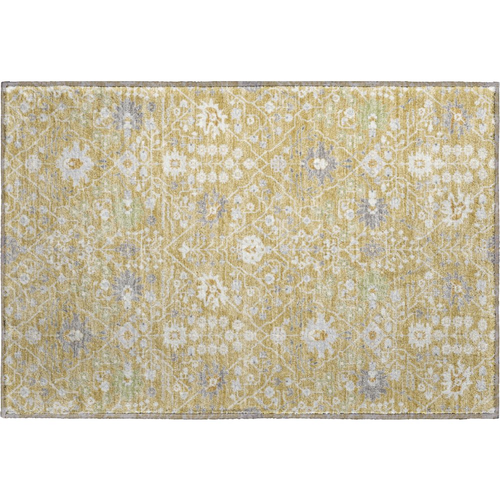 Premium Machine Washable Mayfield AMF1009 Gold 1'8" x 2'6" Rug. Picture 1
