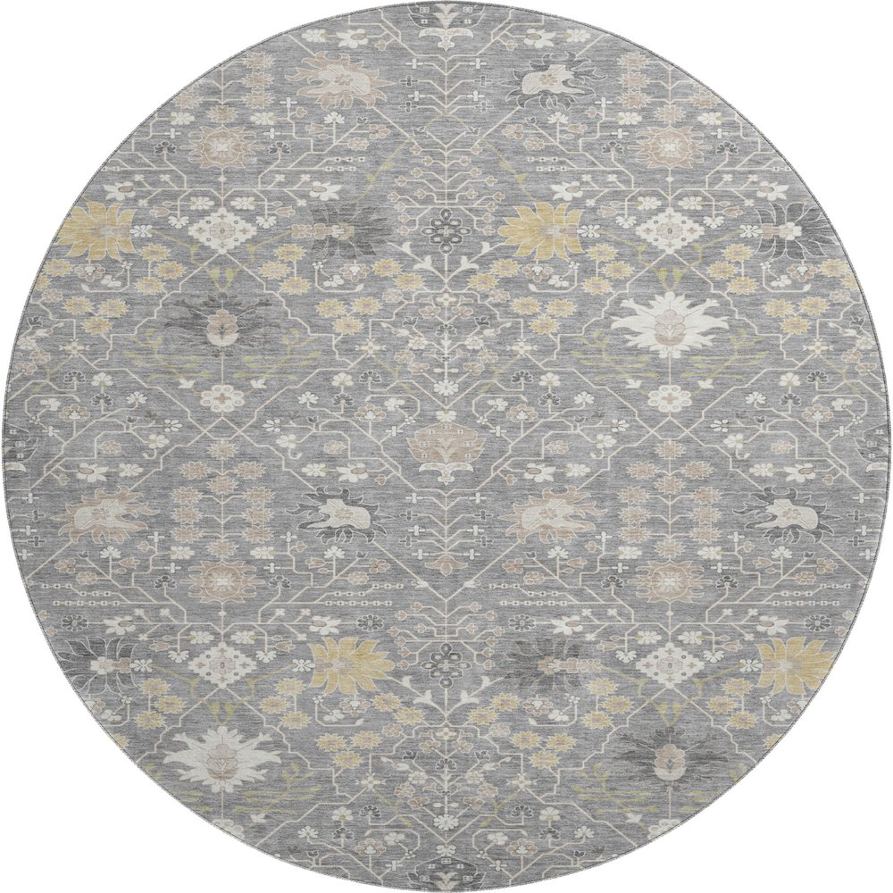 Premium Machine Washable Mayfield AMF1009 Gray 8' x 8' Round Rug. Picture 1