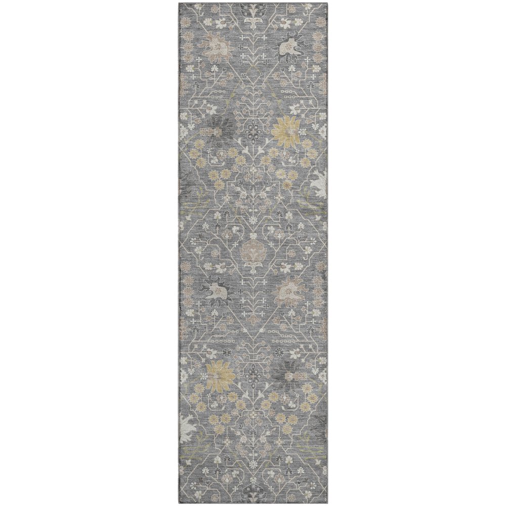Premium Machine Washable Mayfield AMF1009 Gray 2'3" x 7'6" Runner Rug. Picture 1