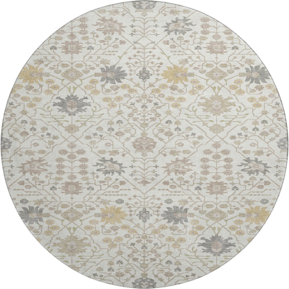 Premium Machine Washable Mayfield AMF1009 Ivory 8' x 8' Round Rug. Picture 1