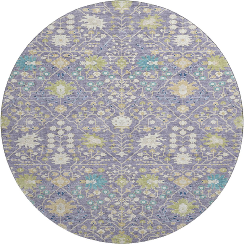 Premium Machine Washable Mayfield AMF1009 Lavender 8' x 8' Round Rug. Picture 1
