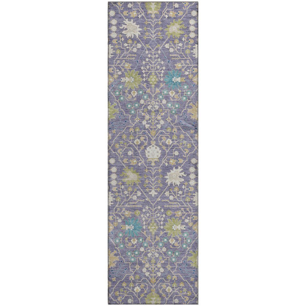 Premium Machine Washable Mayfield AMF1009 Lavender 2'3" x 7'6" Runner Rug. Picture 1