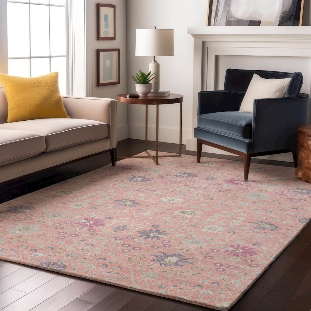 Premium Machine Washable Mayfield AMF1009 Pink 2'6" x 3'10" Rug. Picture 5