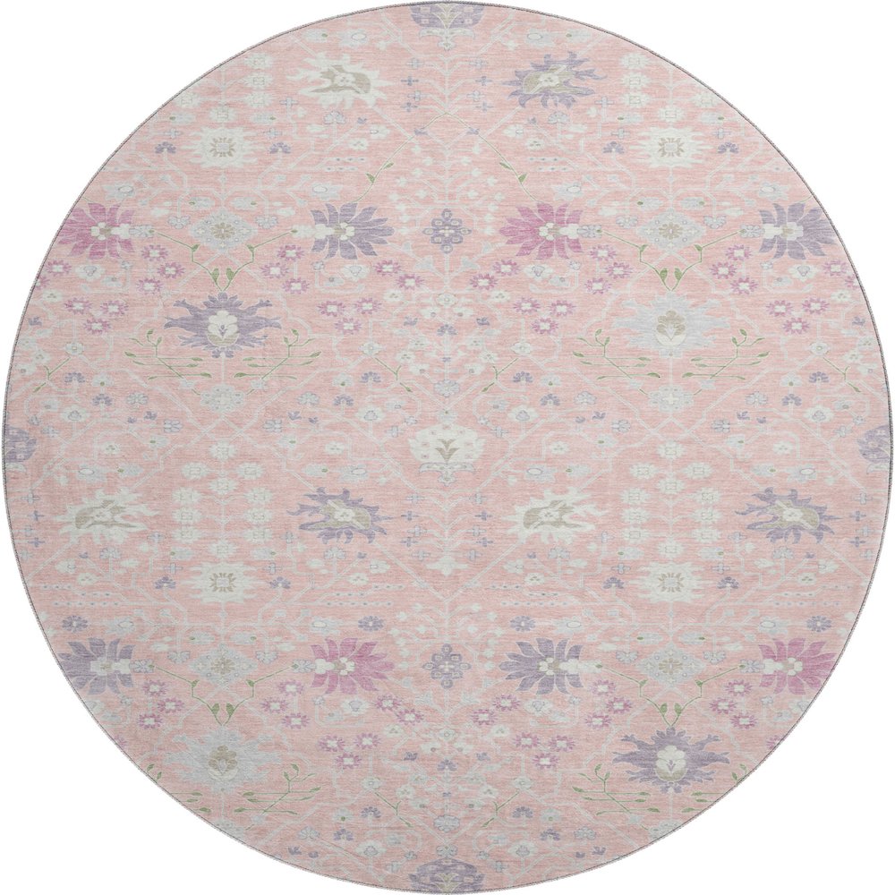 Premium Machine Washable Mayfield AMF1009 Pink 8' x 8' Round Rug. Picture 1