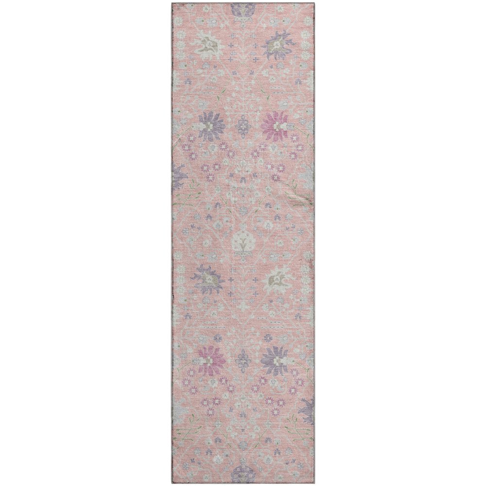 Premium Machine Washable Mayfield AMF1009 Pink 2'3" x 7'6" Runner Rug. Picture 1