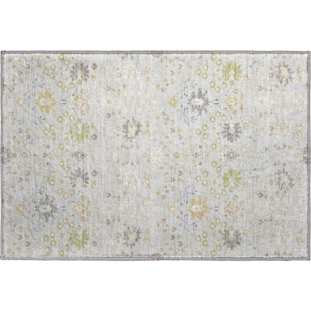 Premium Machine Washable Mayfield AMF1009 Silver 1'8" x 2'6" Rug. Picture 1