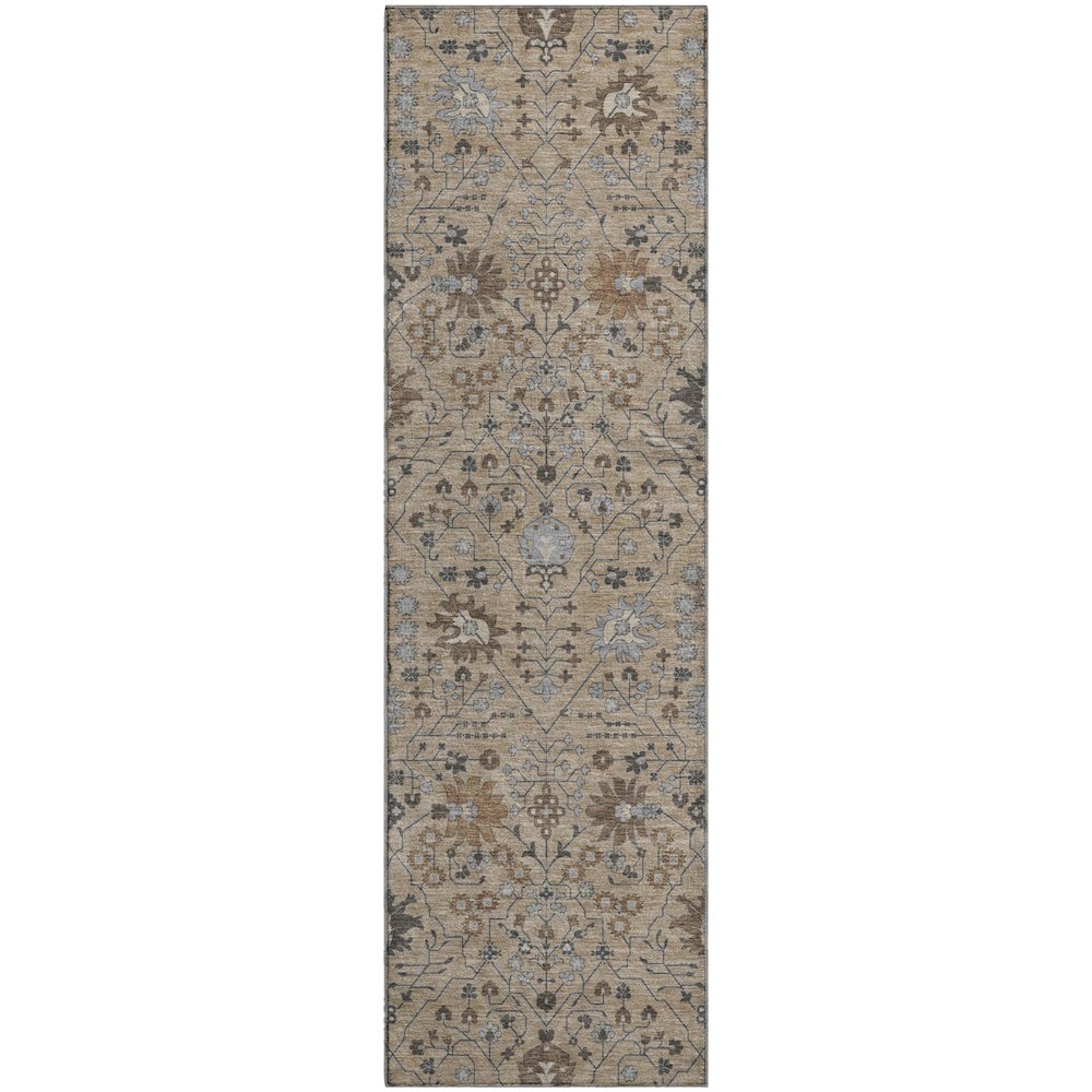 Premium Machine Washable Mayfield AMF1009 Taupe 2'3" x 7'6" Runner Rug. Picture 1