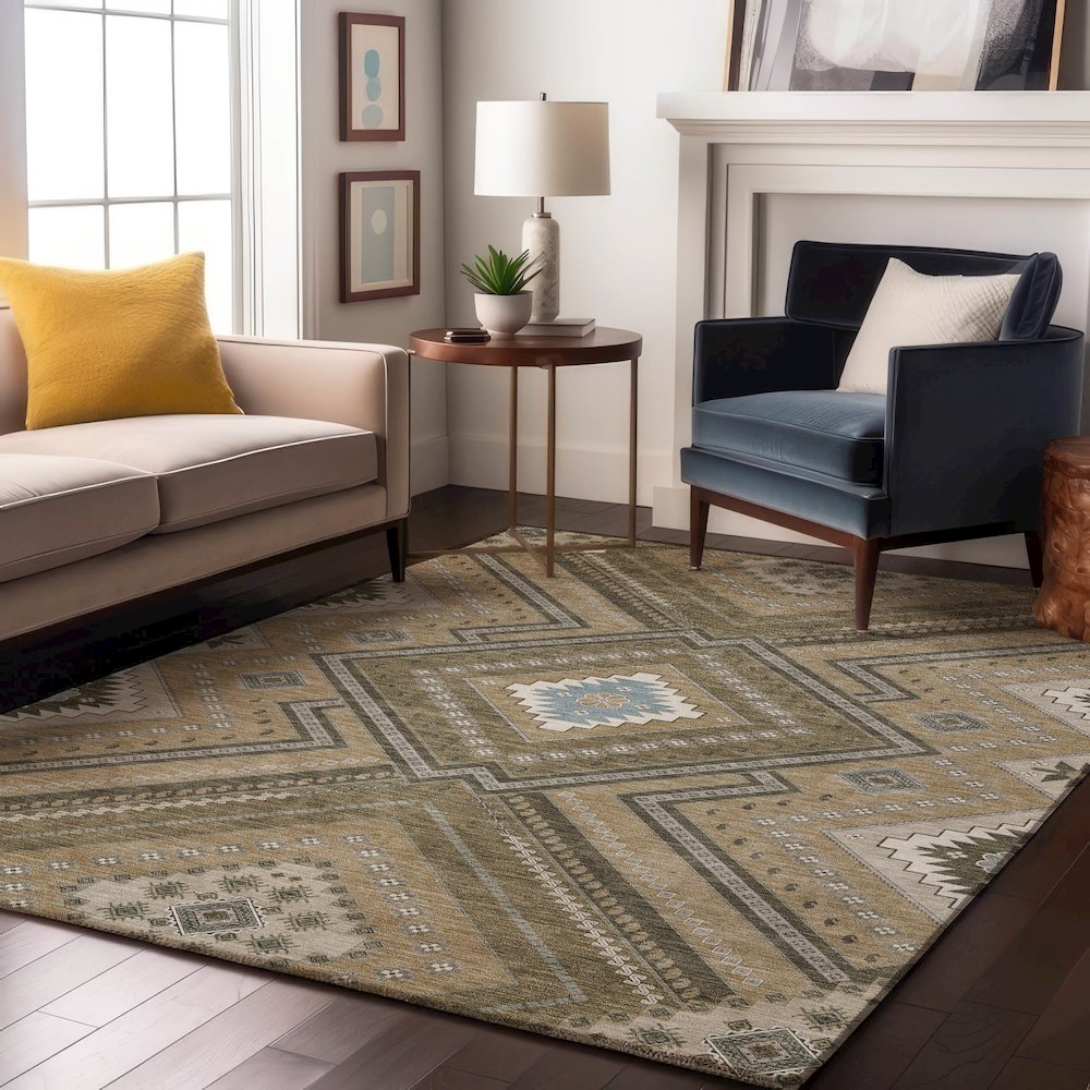 Premium Machine Washable Mayfield AMF1010 Beige 2'6" x 3'10" Rug. Picture 5