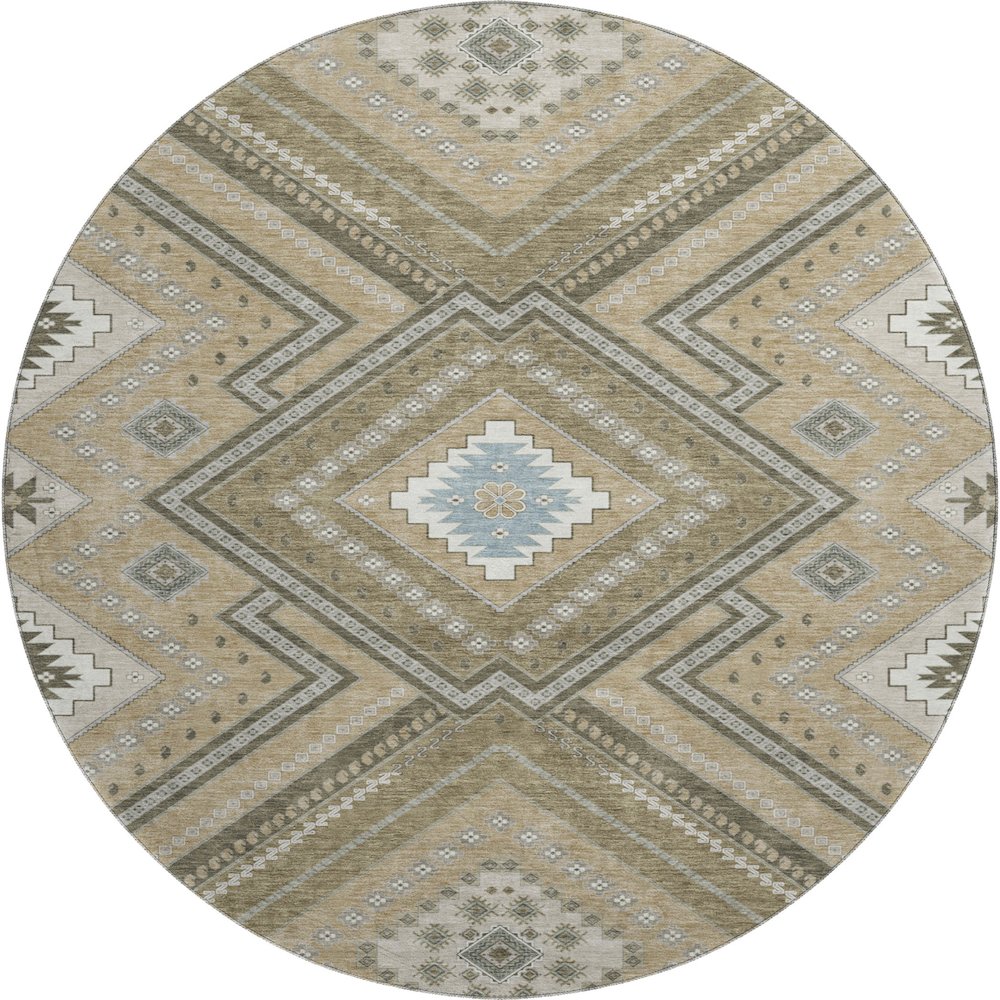 Premium Machine Washable Mayfield AMF1010 Beige 8' x 8' Round Rug. Picture 1