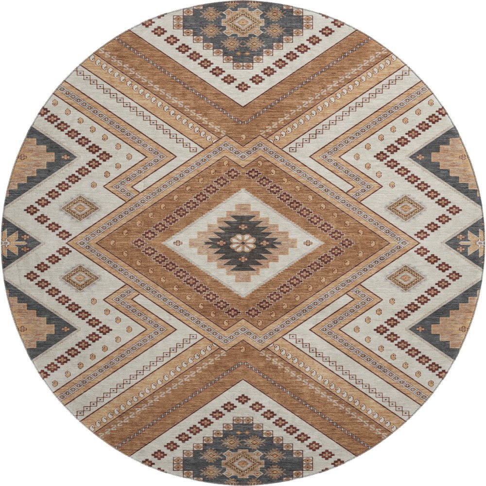 Premium Machine Washable Mayfield AMF1010 Copper 8' x 8' Round Rug. Picture 1